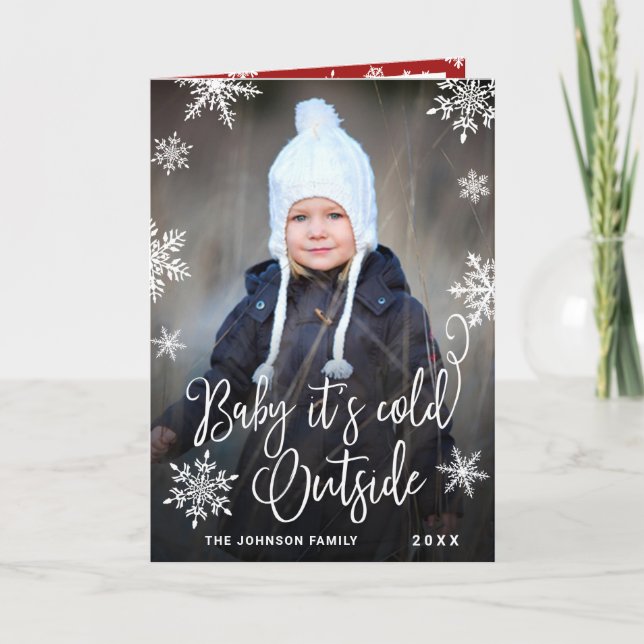 Det är Kall utanför Baby utanför jultomten Helgkort (Framsida)