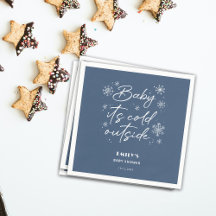 Det är kall utanför blå babydusch