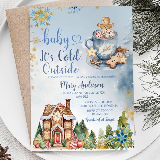 Det är Kall utanför Blue Gingertea Baby Shower Inbjudningar (Skapare uppladdad)