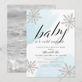 Det är Kall utanför Blue Virtuell Baby Shower Inbjudningar