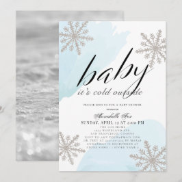 Det är Kall utanför Blue Watercolor Baby Shower Inbjudningar