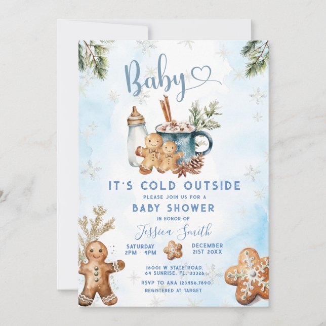 Det är Kall utanför Gingertea Cookie Baby Shower Inbjudningar (Framsida)