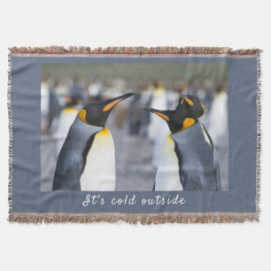 Det är kall utanför Kung Penguin-foto med text Filt