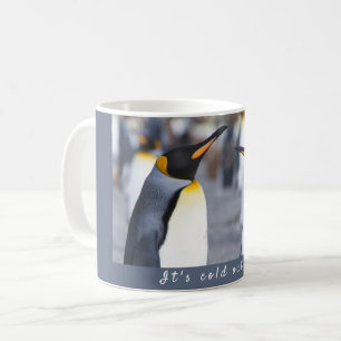 Det är kall utanför Kung Penguin-foto med text Kaffemugg