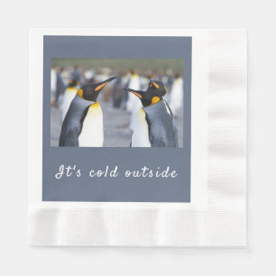 Det är kall utanför Kung Penguin-foto med text Pappersservett