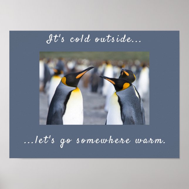 Det är kall utanför Kung Penguin-foto med text Poster (Framsidan)