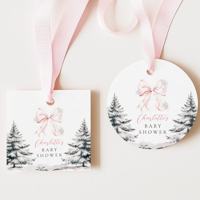 Det är Kall utanför Rosa Bow Baby Shower Gåvor Etiketter (Skapare uppladdad)