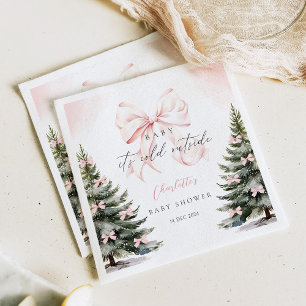 Det är Kall utanför Rosa Bow Baby Shower Pappersservett