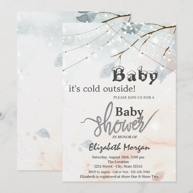 Det är Kall utanför Träd Gren Baby Shower Inbjudningar (Fram/baksida)