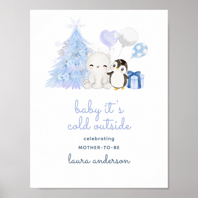 Det är Kall utanför vattenfärgsskaren för babykläd Poster (Framsidan)