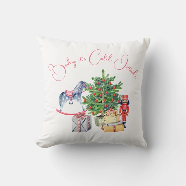 Det är Kall utanför Winter Rosa Girl Baby Shower Kudde (Framsida)