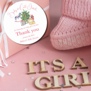 Det är Kall utanför Winter Rosa Girl Baby Shower Runt Klistermärke