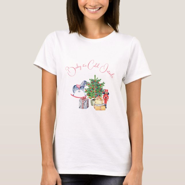 Det är Kall utanför Winter Rosa Girl Baby Shower T Shirt (Framsida)
