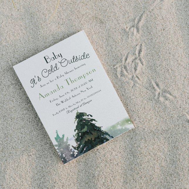 Det är Kall utanför Woodland Forest Träd Baby Show Inbjudningar (Skapare uppladdad)