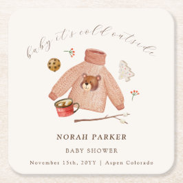 Det är Kall Winter Camping Clothes Baby Shower Underlägg Papper Kvadrat