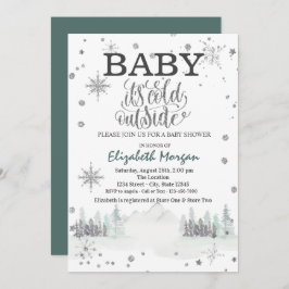 Det är Kallet utanför Snöflingor Forest Baby Showe Inbjudningar