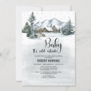 Det är Kallet utanför Winter Forest Baby Shower Inbjudningar