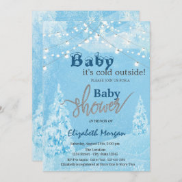Det är Kallet utanför Winter Forest Baby Shower Inbjudningar