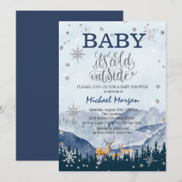 Det är kallt utanför renarnas bergs baby shower inbjudningar