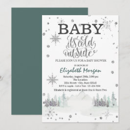 Det är kallt utanför Snöflingor Skog Baby Shower Inbjudningar