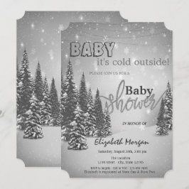 Det är kallt utanför tallarna Baby Shower Inbjudningar