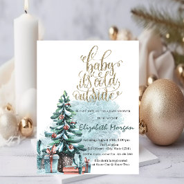 Det är kallt utanför tallträdet presenterar baby s inbjudningar