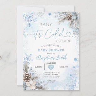 Det är kallt ute Blå vinter Baby Shower Inbjudningar