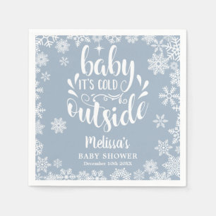 Det är kallt ute Blue Boy Vinter Baby Shower Pappersservett