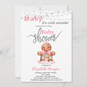 Det är kallt ute Gingerbread Girl Baby Shower Inbjudningar