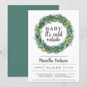 Det är kallt ute grön jul baby shower inbjudningar
