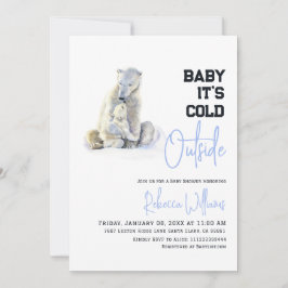 Det är kallt ute Isbjörnens vinter Baby Shower Inbjudningar