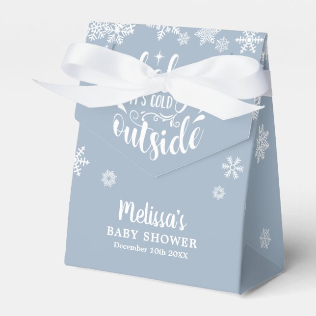 Det är kallt ute pojken blå vinter baby shower presentaskar (Framsidan Sidan)