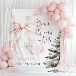 Det är kallt ute Rosa Bow Baby Shower