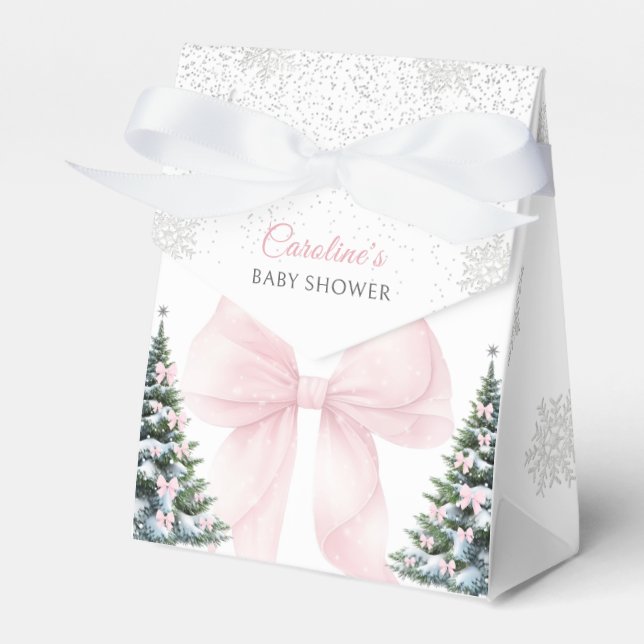 Det är kallt ute Rosa Bow Baby Shower Förmånslåda Presentaskar (Framsidan Sidan)