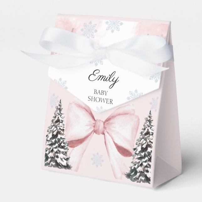Det är kallt ute Rosa Bow Baby Shower  Presentaskar (Framsidan Sidan)