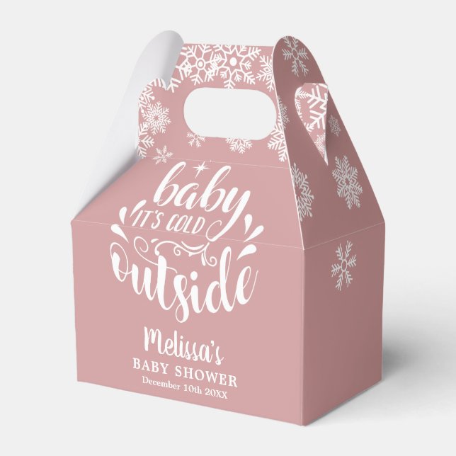 Det är kallt ute rosa flicka vinter bebis duschar presentaskar (Framsidan Sidan)