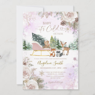 Det är kallt ute skogs vintrig baby shower inbjudningar