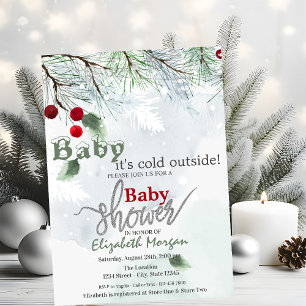 Det är kallt ute Snögrenar Baby Shower Inbjudningar