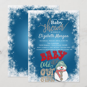 Det är kallt ute, snömannens snöflingor Baby Show Inbjudningar
