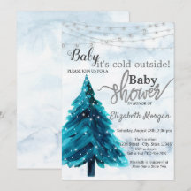 Det är kallt ute tallträds vinter baby shower