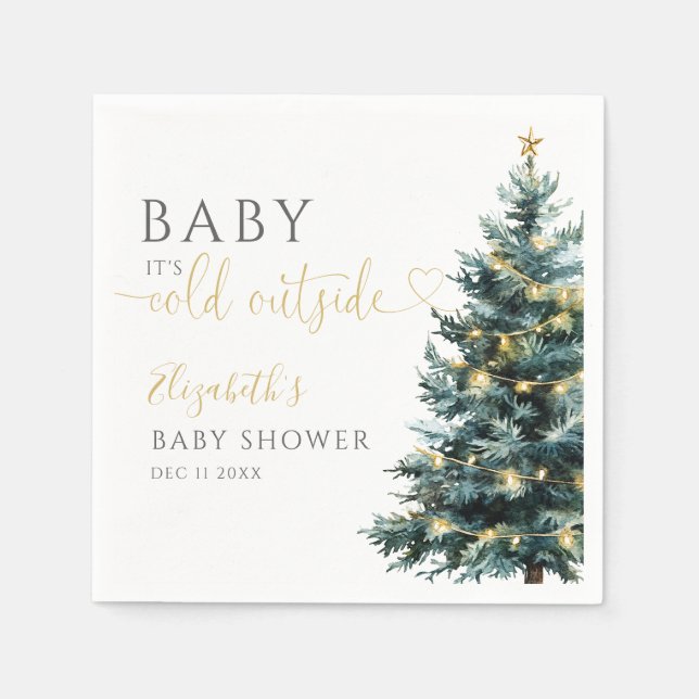 Det är kallt ute Vinter Jul Bebis Baby Shower Pappersservett (Framsidan)