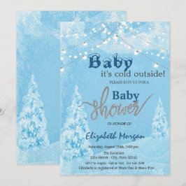 Det är kallt ute vinter skog baby shower inbjudningar
