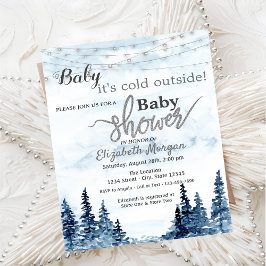 Det är kallt ute Vinter Skog Bebis Shower Inbjudningar