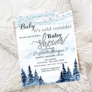 Det är kallt ute Vinter Skog Bebis Shower Inbjudningar