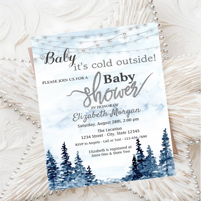 Det är kallt ute Vinter Skog Bebis Shower Inbjudningar (Skapare uppladdad)