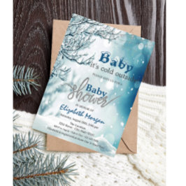 Det är kallt ute Vinterundret Baby Shower Inomhus Inbjudningar