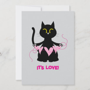 DET ÄR KÄRLEK! - Funny Black Cat-hälsningskort Julkort