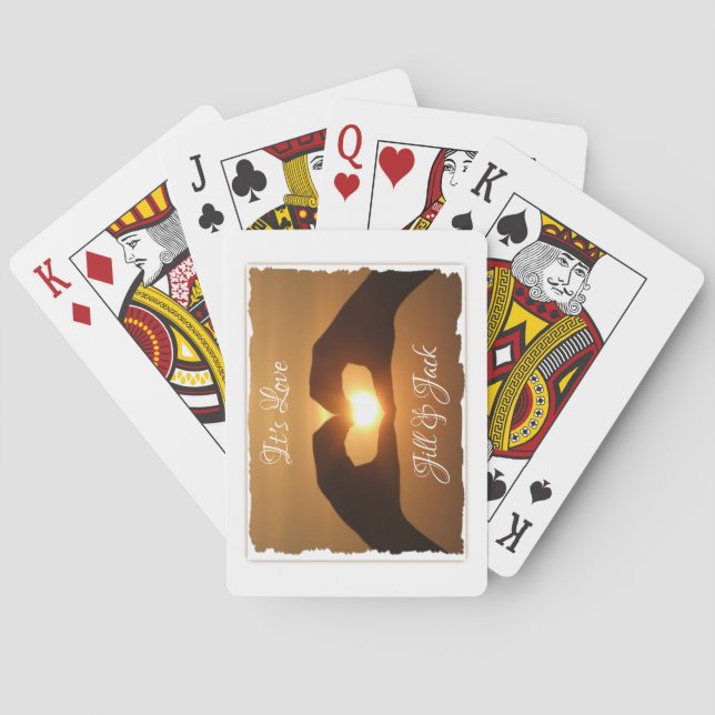 Det är Kärlek Heart Händer Sunset Personlig Casinokort (Baksidan)
