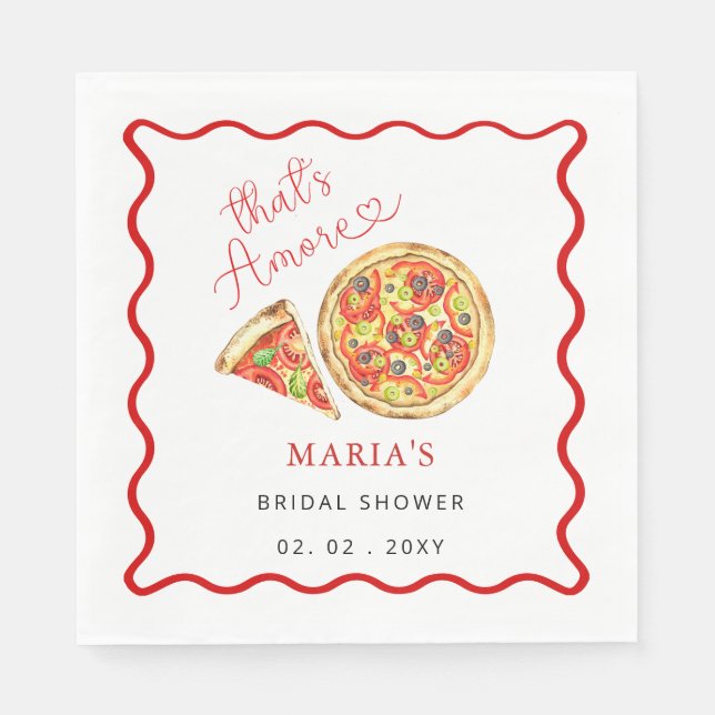 Det är kärlek Italiensk Pizza Bröllopsdusch Välkom Pappersservett (Framsidan)