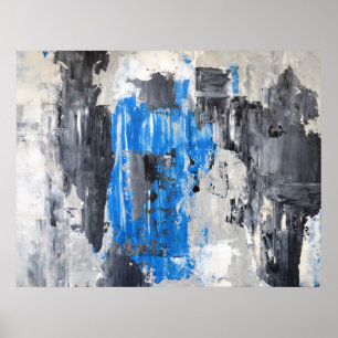 'Det är klart' Blått och Grått Abstrakt Art Poster